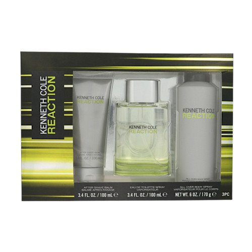 Kenneth Cole Reaction By Kenneth Cole 3 Piece Gift Set For Men - 3.4 Oz Eau De Toilette Spray, 6.0 Oz All Over Body Spray, 3.4 Oz After Shave Balm For Men - Gift Set (608940583814)