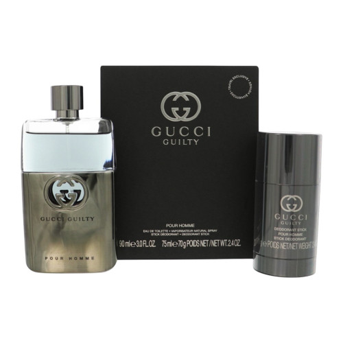 Gucci Guilty By Gucci 2 Piece Set For Men: 3 Oz Eau De Toilette Spray, 2.4 Oz Deodorant Stick For Men - Gift Set (3616305267092)