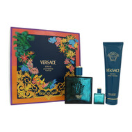 Versace Eros By Versace 3 Piece Gift Set For Men - 3.4 Oz Parfum Spray, 0.17 Oz Parfum Splash, 5.0 Oz Invigorating Shower Gel For Men - Gift Set (8011003907069)