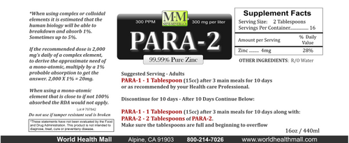 Para-2 Zinc is a 16 ounce bottle.