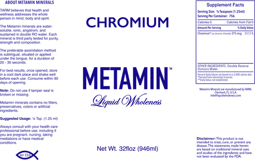 Chromium comes in 16, 32 or 128 ounce sizes, just right for your personal needs.