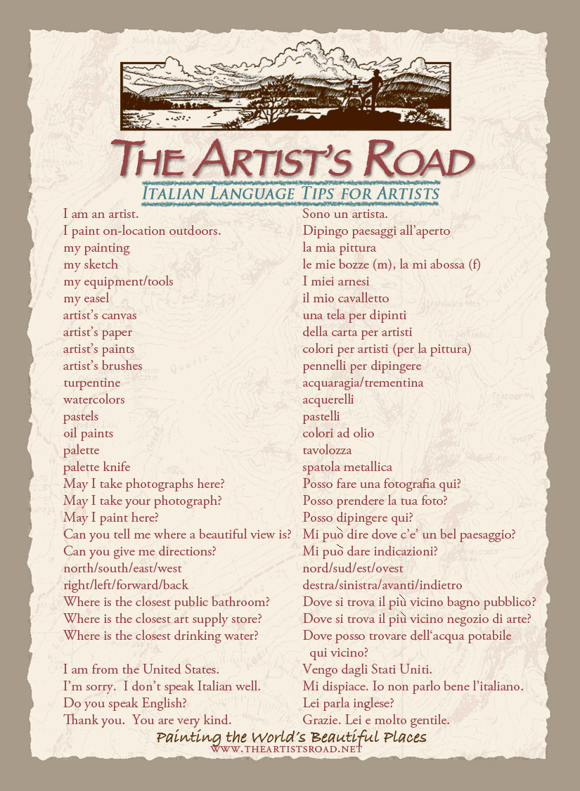 Traveling Artist English to Italian Translation Card | The Artist's Road  Store