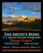 April 28, 2022, 5:30 PM - 8:00 PM Central Time - Live Online Thursday Evening Watercolor with John Hulsey - Desert Sunrise