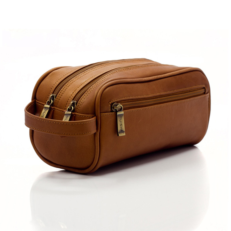 Classic Leather Double Zip Toiletry Bag | Tomas by Muiska