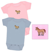 Baby Body Suit, Equine Couture, Light Pink and Light Blue