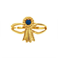 Gold Blue Ribbon Adjustable Ring from Finishing Touch