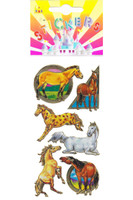 Rainbow Metallic Horse Stickers with Playing Ponies