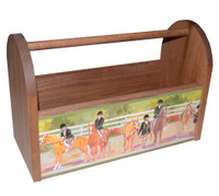 Wooden Grooming Box with Kids & Ponies Border