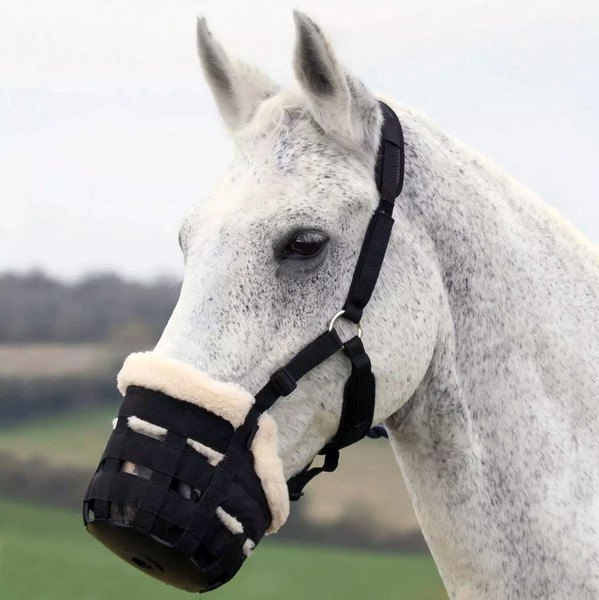 soft touch muzzle with ventilation trimmed in s Shires Grazing Muzzle flexible 