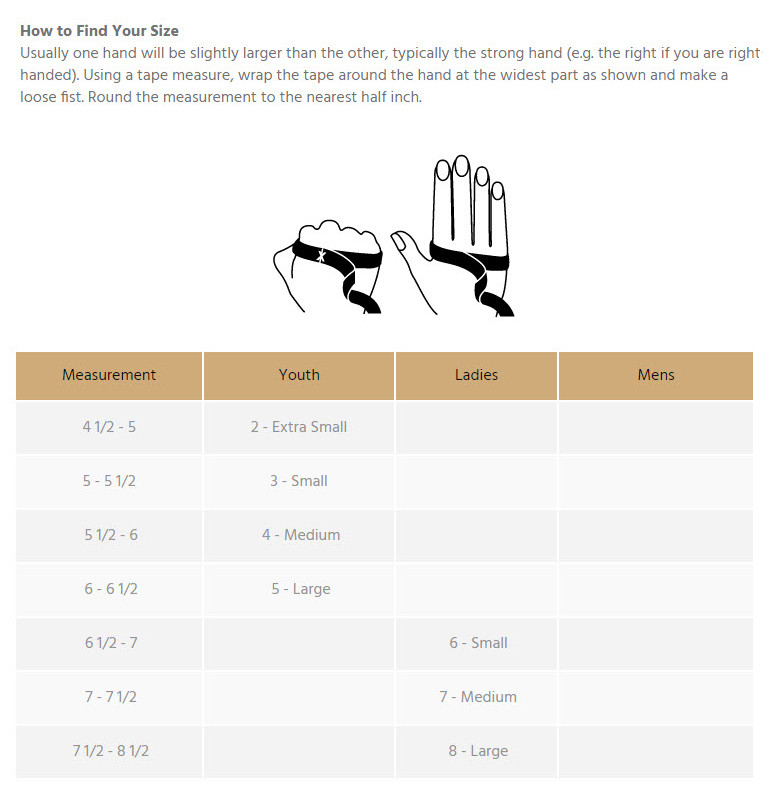 Heritage Glove Size Chart