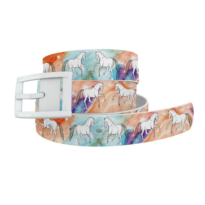 Decidedly Equestrian Watercolor, White Buckle