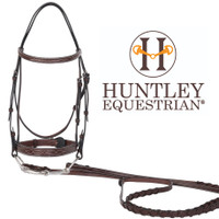 Huntley Equestrian Sedgwick Fancy Stitched Wide Noseband Bridle, Australian Nut, 3 Sizes