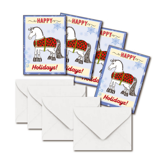Gift Enclosure Cards Holiday Blanketed Horse Set Of 4 With Envelopes