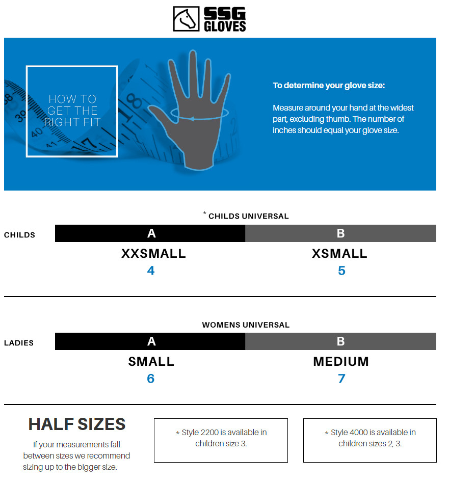 Heritage Riding Gloves Size Chart