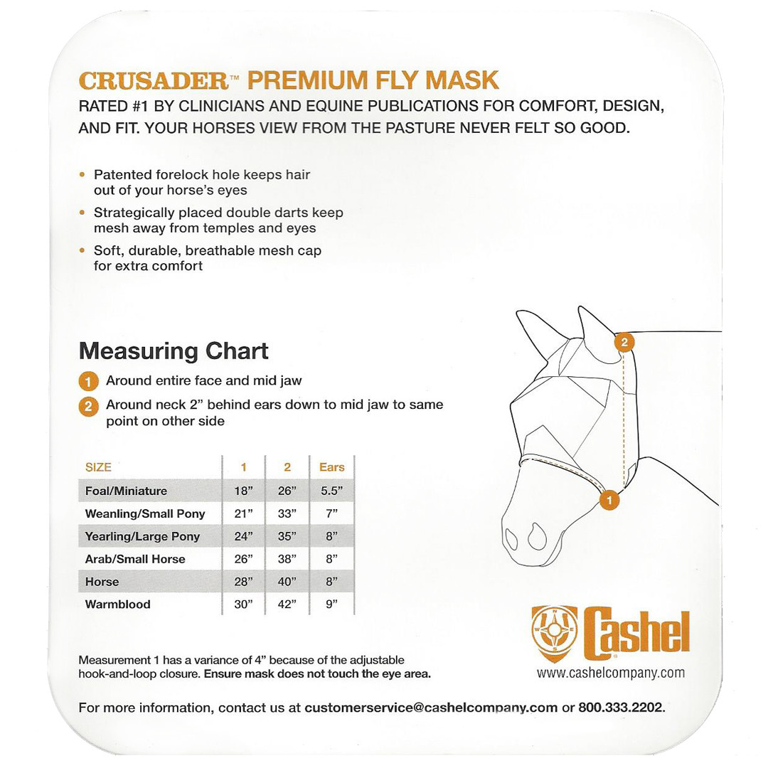 Cashel Fly Mask Size Chart
