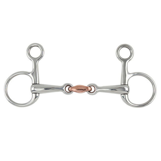 Shires Hanging Cheek Copper Lozenge Snaffle Bit Stainless Steel Sizes 4.5-5.5"