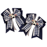 Belle & Bow SHORT TAIL Show Bows, Navy & White Smarties