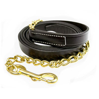 Walsh 1" x 6' Leather Lead with 24" Chain, Havana