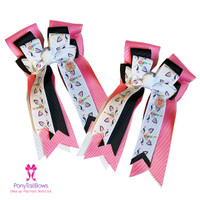 Ponytail Bows, Unicorn Party, Pink/White/Black