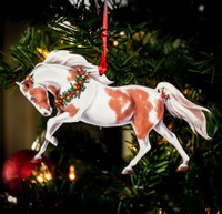 Classy Equine Pinto Horse with Wreath Ornament
