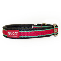 Horseware Amigo Dog Collar, Red/White/Green/Black