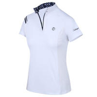 Kathryn Lily ProAir3 Polo Shirt, White/Navy Horse Heads, Childs XXS - L