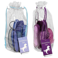 Desert Equestrian Essentials 4-Piece Grooming Set, Blue & Purple