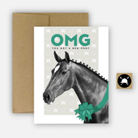 OMG New Pony - Horse Equestrian Greeting Card
