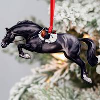 Classy Equine Black with Saddle Hunter Jumper Horse Ornament