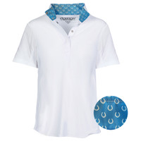 Ovation Ellie Tech Show Shirt, Short Sleeves, Blue Horseshoe, Sizes 6 - 16