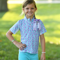 Belle & Bow Rainbelle Turquoise, Short Sleeve Sun Shirt, Kids 2 - 10 Years