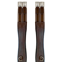 Belle & Bow Fancy Stitched Padded Leather Girth, 2-End Elastic, 36" - 44"