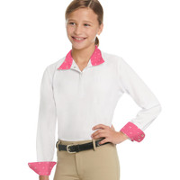 Ovation Ellie Child's Tech Show Shirt, Pink Horses, Sizes 6 - 16