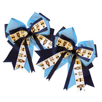 Kathryn Lily Horses with Glasses Show Bows, Medium Blue/Navy/White
