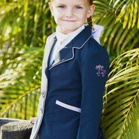 Belle & Bow Sweetheart Show Coat, Navy/Pink, Sizes 2 - 6 Years