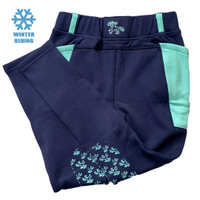 Belle & Bow Fleece Lined Riding Tights, Navy/Turquoise, Kids 5 - 14 Years