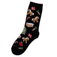 Gingerbread Horse Socks, Black, Ladies