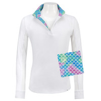 RJ Classics Maddie Jr 37.5 Shirt, White with Mermaid Tie Dye Trim, XXS - XL