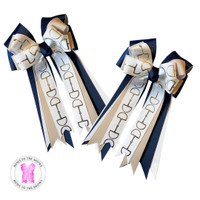 Bows to the Shows, Classic Bits on White with Navy & Tan