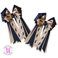 Bows to the Shows, Hunters on Tan with Navy & Tan 