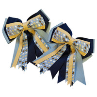 Kathryn Lily Horse Heads Show Bows, French Blue,  Navy & Tan