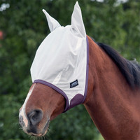 Weatherbeeta Comfitec Essential Mesh Fly Mask With Ears, Pony, White/Maroon/Grey
