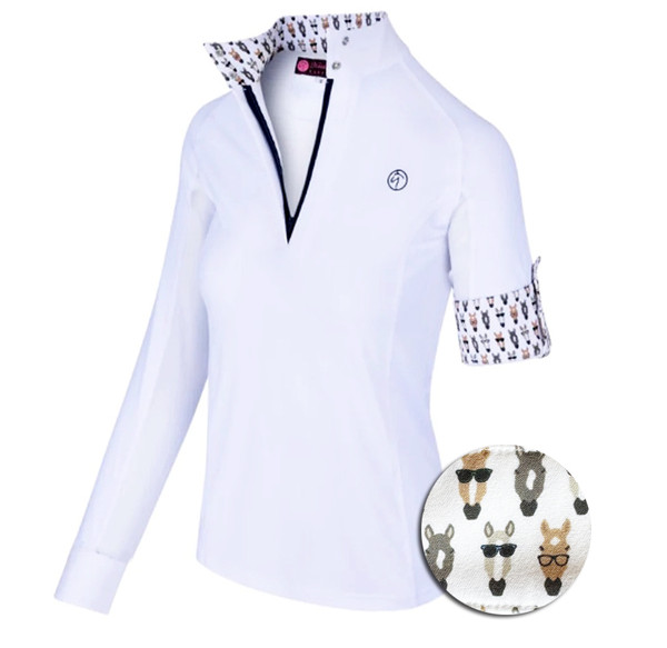 Kathryn Lily ProAir3 Long Sleeve White Shirt, Horse With Glasses