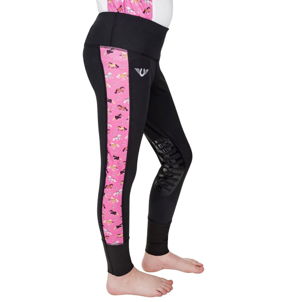 Filles Pantalon TuffRider Taille 10 Noir – Taille élastiquée 24, Broderies Iodés