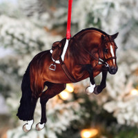 Classy Equine Bay with 3 Socks Jumping Horse Ornament