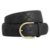 The Tailored Sportsman Qulited Leather 'C" Belt, Black/Gold Buckle