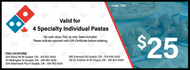 Domino's Pizza (Guelph) - 4 Specialty Individual Pastas