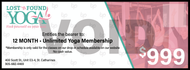 Lost'n Found Yoga - 12 Month Membership