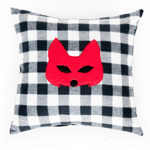 COZY PLAID Applique Nursery Pillow - Red Fox