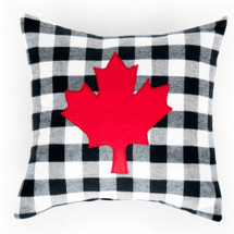 COZY PLAID Applique Nursery Pillow - Red Maple Leaf